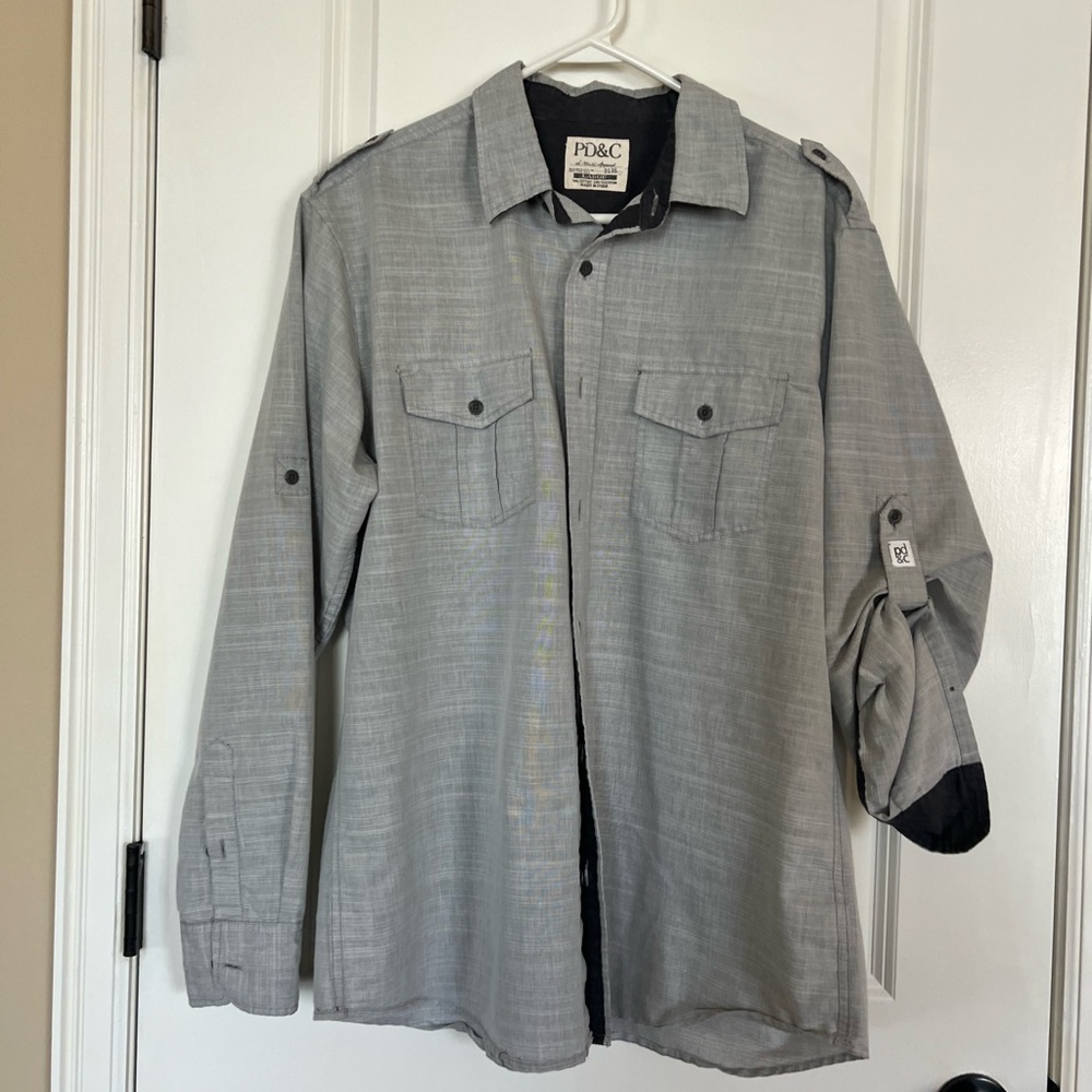 PD&C Light Gray Casual  Button Down Shirt